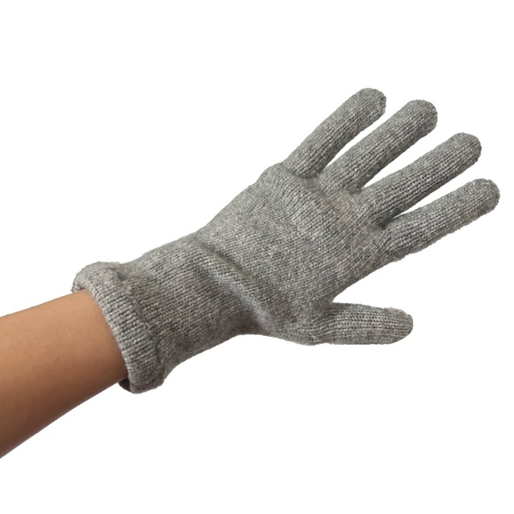 Chanel Gray 3 in 1 Fingerless & Finger Cashmere Silk Knit Tweed Gloves - Picture 6 of 12